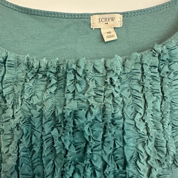 J Crew Turquoise Tank with Ruffle Details - Picture 2 of 3